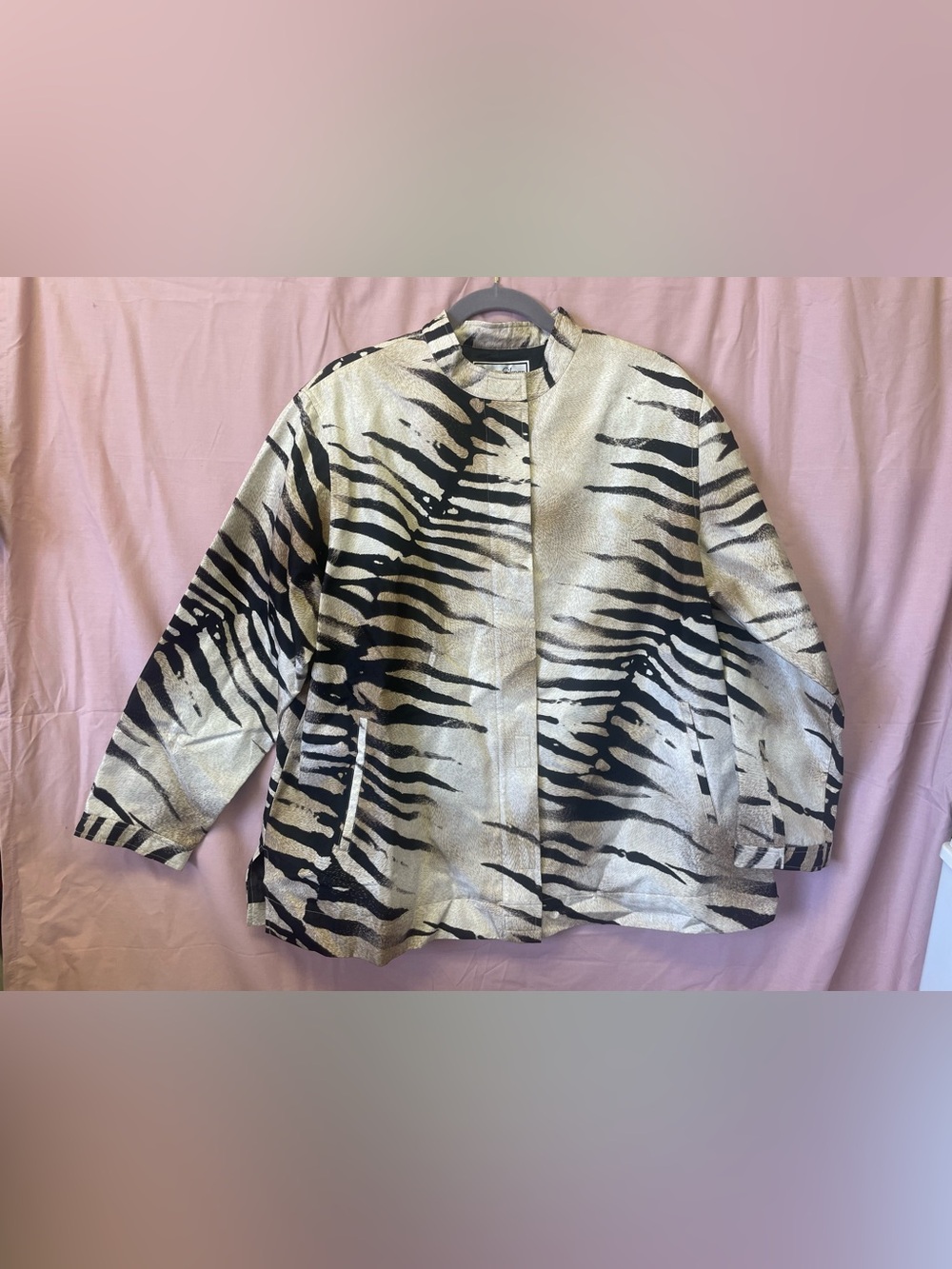 Diane Gilman Zebra Print 100% Silk Women’s Jacket NWT Size 1X